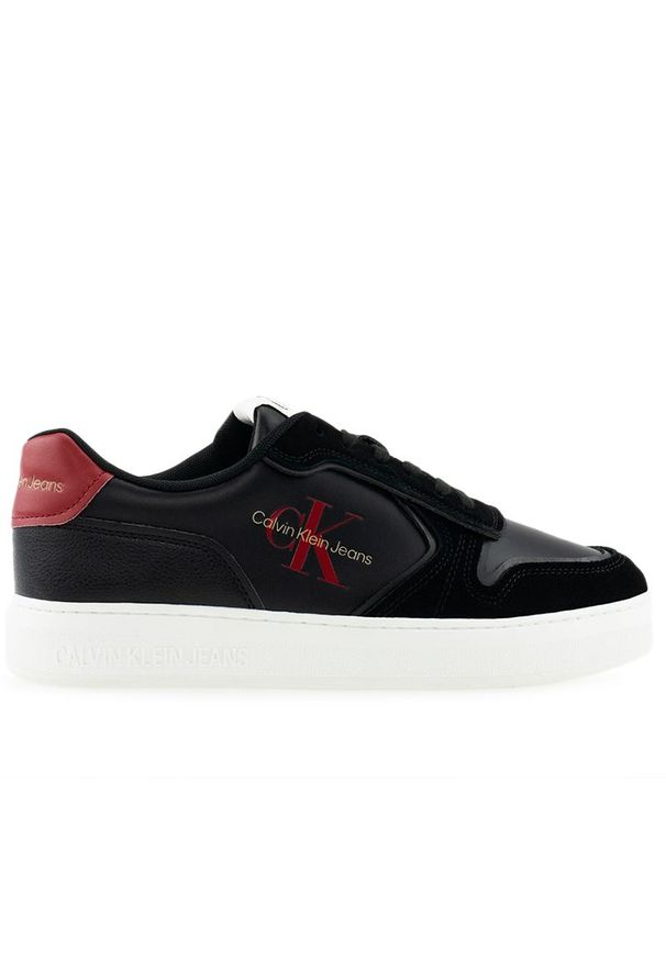Buty Calvin Klein Casual Cupsole Irregular Lines YM0YM00606-BDS - czarne. Okazja: na co dzień. Zapięcie: sznurówki. Kolor: czarny. Materiał: guma, materiał, skóra, syntetyk. Szerokość cholewki: normalna