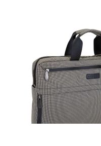 Wittchen - Męska torba na laptopa 17” z boczną kieszenią duża beżowo-czarna. Kolor: wielokolorowy, beżowy, czarny. Materiał: poliester #4