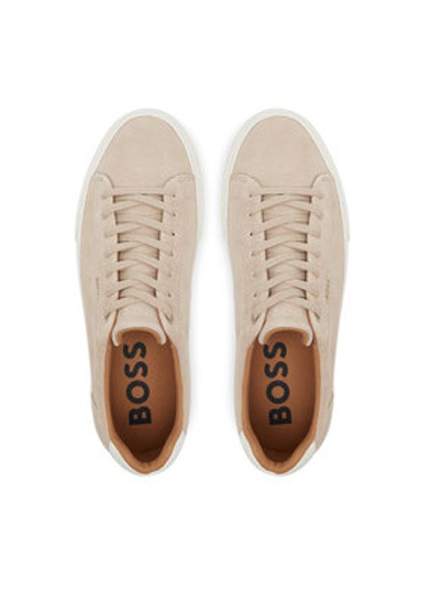 BOSS Sneakersy Aiden 50536521 Beżowy. Kolor: beżowy. Materiał: zamsz, skóra