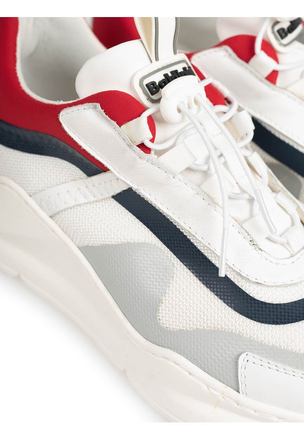 Baldinini Sneakersy | UE0408T00NADR | Mężczyzna | Biały, Czerwony. Kolor: biały, czerwony, wielokolorowy. Materiał: materiał, skóra. Wzór: aplikacja