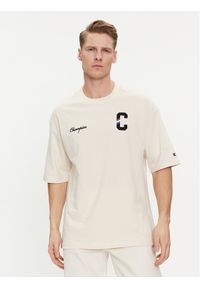 Champion T-Shirt 219855 Beżowy Custom Fit. Kolor: beżowy. Materiał: bawełna #1