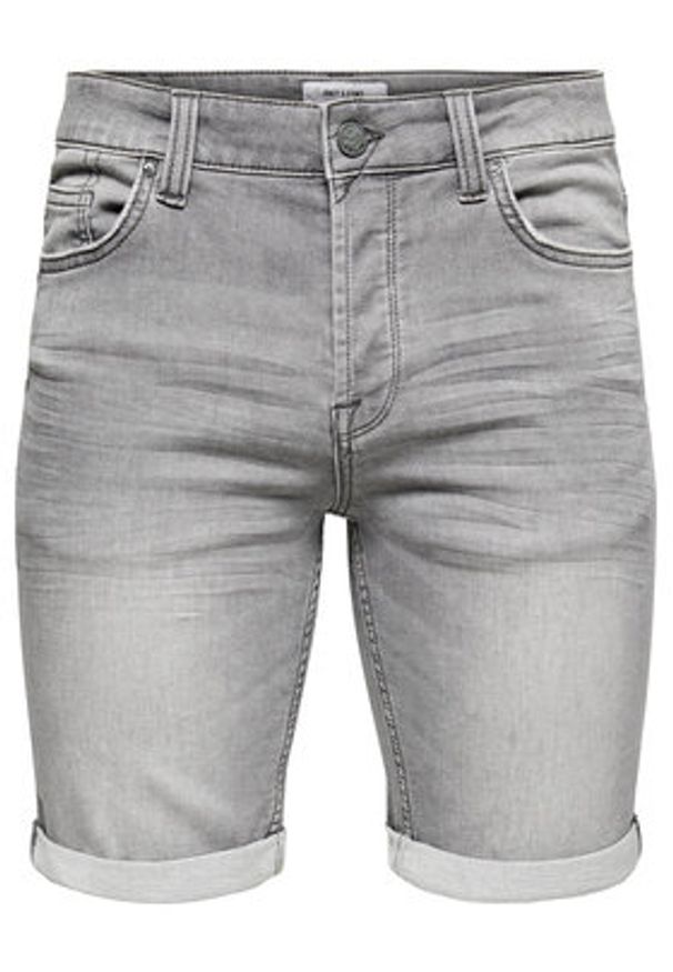 Only & Sons Szorty jeansowe Ply 22018583 Szary Regular Fit. Kolor: szary. Materiał: bawełna