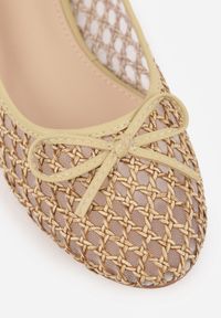 Born2be - Ciemnobeżowe Siateczkowe Balerinki z Plecioną Cholewką z Kokardką Lilinrelle. Okazja: na co dzień. Kolor: beżowy. Materiał: jeans. Szerokość cholewki: normalna. Styl: casual, klasyczny, elegancki #8