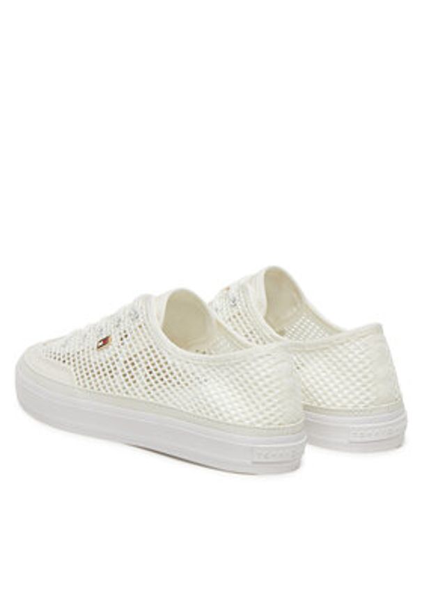 TOMMY HILFIGER - Tommy Hilfiger Sneakersy Th Open Mesh Vulc Sneaker FW0FW08684 Biały. Kolor: biały. Materiał: materiał