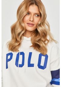 Polo Ralph Lauren - Bluza. Typ kołnierza: polo. Kolor: biały. Materiał: bawełna, poliester, dzianina. Wzór: nadruk #2