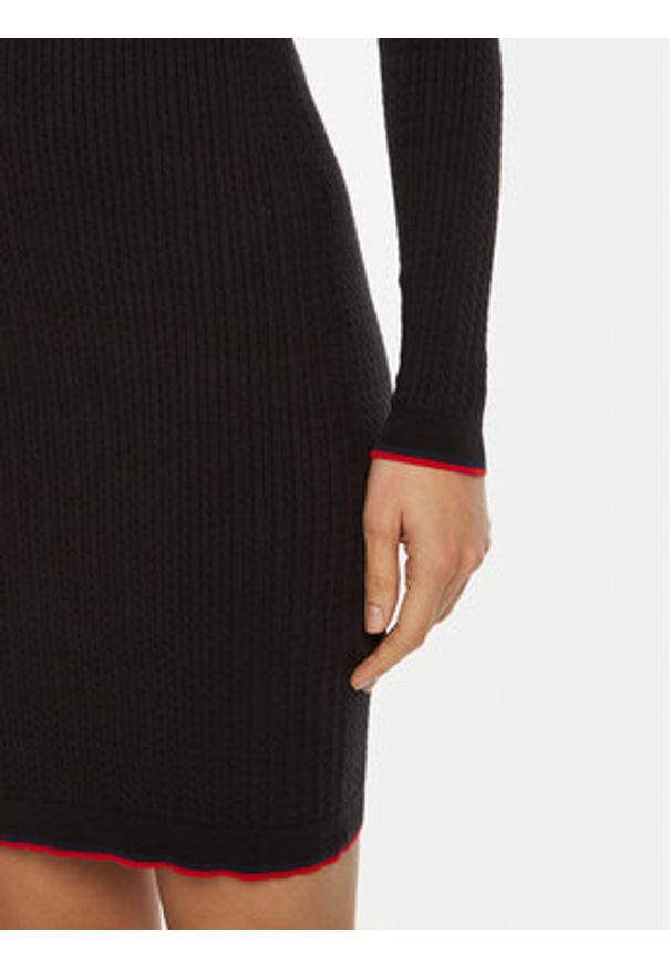 Tommy Jeans Sukienka dzianinowa DW0DW19490 Czarny Slim Fit. Kolor: czarny. Materiał: syntetyk, bawełna