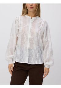 Reserved - Koszula z ozdobnym haftem - biały. Kolor: biały. Materiał: tkanina. Wzór: haft #1