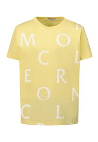 MONCLER KIDS - Żółta koszulka z nadrukiem 4-10 lat. Kolor: żółty. Materiał: bawełna. Długość rękawa: krótki rękaw. Wzór: nadruk. Sezon: lato