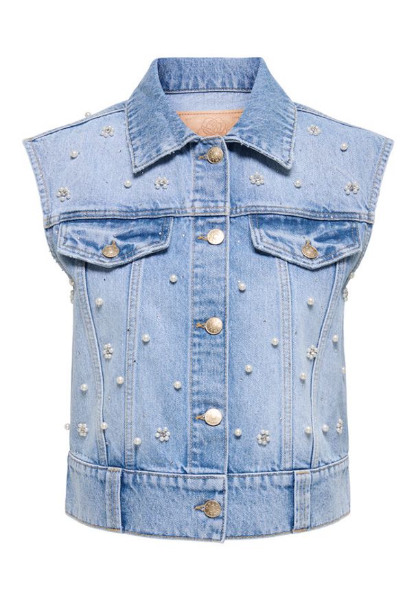 only - ONLY Kamizelka Onur 15366346 Niebieski Regular Fit. Kolor: niebieski. Materiał: bawełna