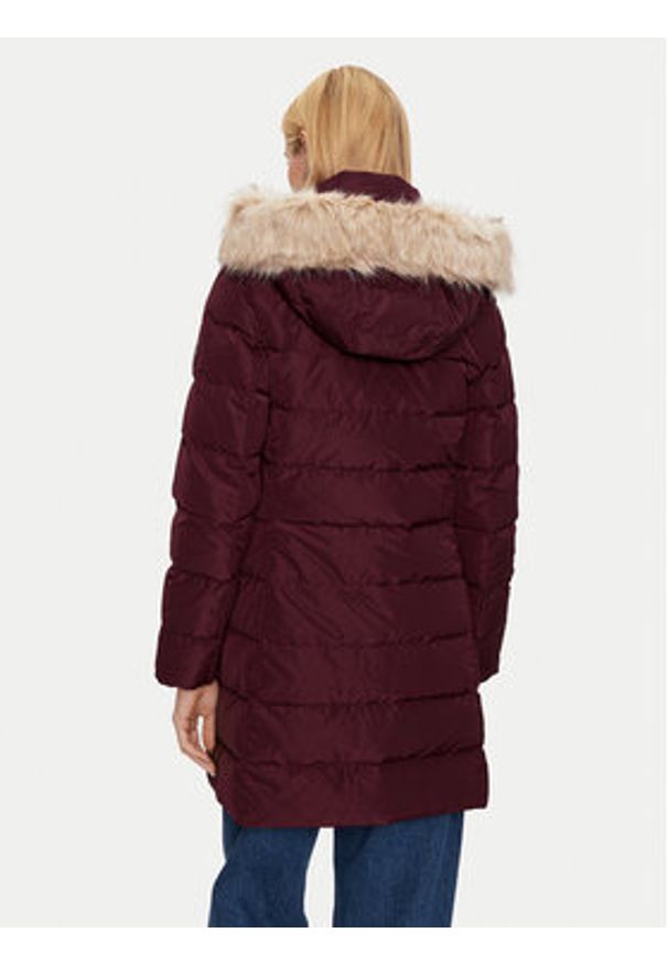 TOMMY HILFIGER - Tommy Hilfiger Kurtka puchowa Heritage WW0WW43234 Bordowy Regular Fit. Kolor: czerwony. Materiał: syntetyk. Sezon: zima