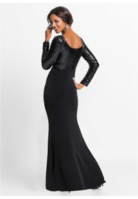 Długa sukienka z cekinami bonprix czarny. Kolor: czarny. Długość: maxi #5