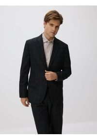 Reserved - Marynarka slim fit w kratę - czarny. Kolor: czarny. Materiał: wiskoza, tkanina #1