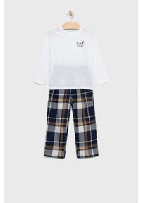 Abercrombie & Fitch piżama dziecięca kolor biały gładka. Kolor: biały. Długość: długie. Wzór: gładki