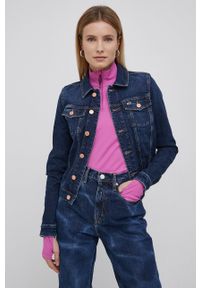 Tommy Jeans Kurtka jeansowa damska kolor granatowy przejściowa. Okazja: na co dzień. Kolor: niebieski. Styl: casual