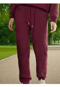 Sinsay - Spodnie dresowe jogger - bordowy. Kolor: czerwony. Materiał: dresówka