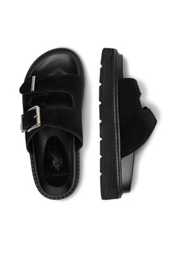 U.S. Polo Assn. Klapki EO-TANIA001W/6S1 Czarny. Kolor: czarny. Materiał: skóra, zamsz