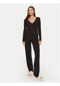 Hunkemöller Koszulka piżamowa 205123 Czarny Slim Fit. Kolor: czarny. Materiał: bawełna