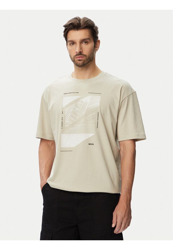 BOSS T-Shirt Te Journey 50566607 Beżowy Relaxed Fit. Kolor: beżowy. Materiał: lyocell