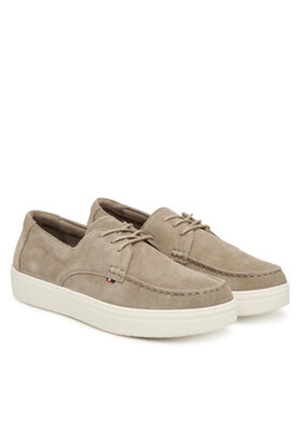 TOMMY HILFIGER - Tommy Hilfiger Półbuty Casual Suede Stitch Toe Hybrid FM0FM05707 Beżowy. Okazja: na co dzień. Kolor: beżowy. Materiał: skóra, zamsz. Styl: casual