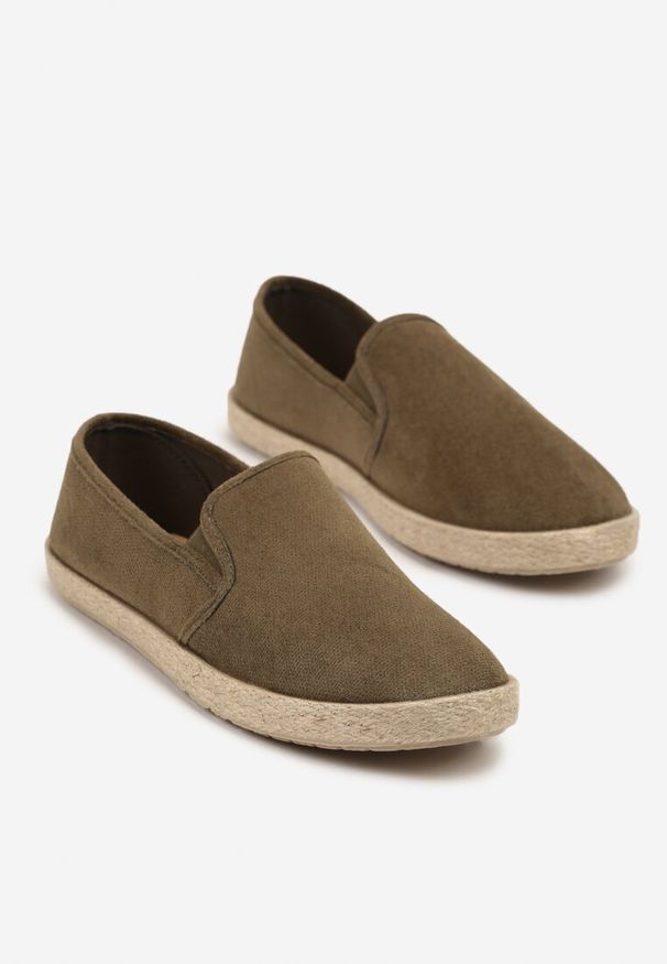 Born2be - Zielone Trampki Ozdobione Plecionką Tolessea. Kolor: zielony. Materiał: jeans. Wzór: aplikacja. Styl: klasyczny, elegancki