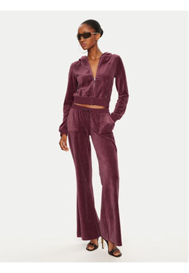 Juicy Couture Spodnie dresowe Caisa JCSEBJ008 Bordowy Slim Fit. Kolor: czerwony. Materiał: bawełna, welur