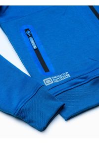Ombre Clothing - Bluza męska rozpinana z kapturem B1086 - niebieska - S. Typ kołnierza: kaptur. Kolor: niebieski. Materiał: bawełna, poliester #3