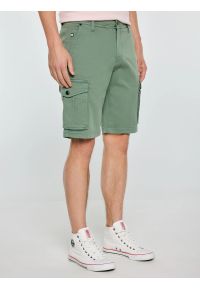 Big-Star - Szorty męskie z kieszeniami cargo khaki Morrise 303. Okazja: na co dzień. Kolor: zielony. Materiał: elastan, materiał, bawełna. Styl: sportowy, casual #2