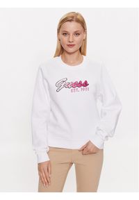 Guess Bluza W3YQ11 K9Z21 Biały Regular Fit. Kolor: biały. Materiał: bawełna, syntetyk