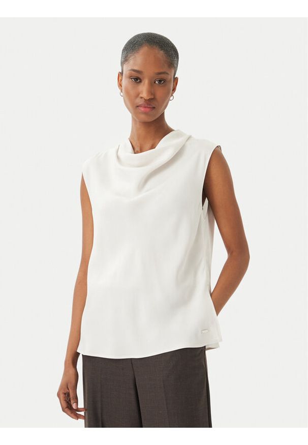 Calvin Klein Bluzka LV044F161G Biały Regular Fit. Kolor: biały. Materiał: wiskoza