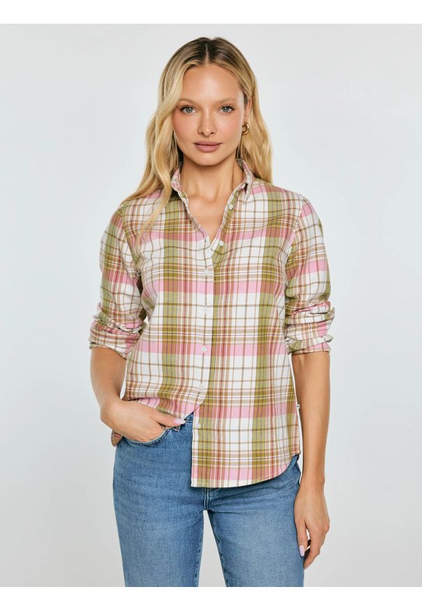 Big-Star - Koszula damska bawełniana w kratę różowo-zielona Cedi 600. Okazja: na co dzień. Kolor: różowy. Materiał: bawełna. Wzór: kolorowy. Styl: casual, elegancki, retro, klasyczny