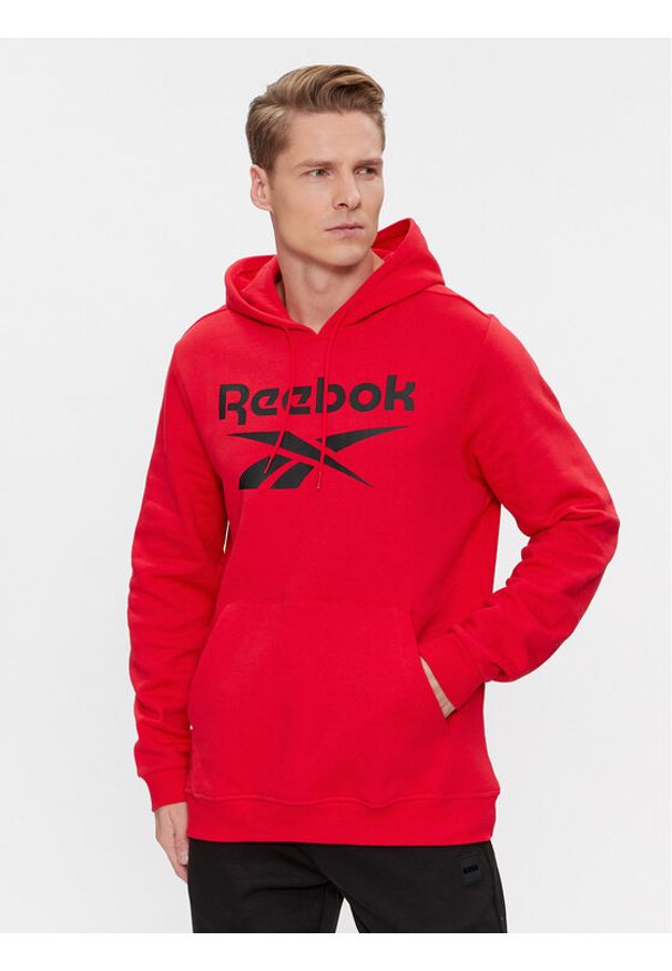 Reebok Bluza Identity Fleece Stacked Logo Pullover Hoodie IM3281 Czerwony. Kolor: czerwony. Materiał: bawełna