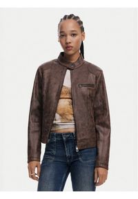 Desigual Kurtka skórzana 25SWEW46 Brązowy Regular Fit. Kolor: brązowy. Materiał: syntetyk