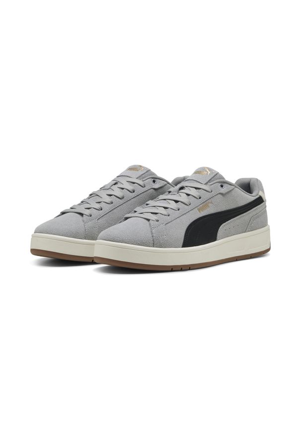 Puma - Sneakersy unisex Court Classin Suede PUMA Gray Echo Black Gold. Kolor: czarny, szary, wielokolorowy, żółty. Model: Puma Suede. Sport: turystyka piesza, tenis