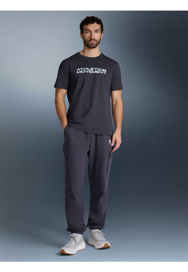 4f - 4F T-shirt regular z nadrukiem męski - szary S. Kolor: szary. Materiał: materiał. Wzór: nadruk