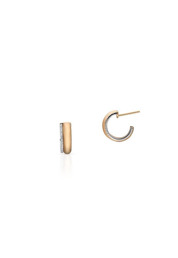 W.KRUK Zjawiskowe Kolczyki Złote - złoto 585, Diament 0,06ct - ZFT/KB+131K. Materiał: złote. Kolor: złoty. Kamień szlachetny: diament