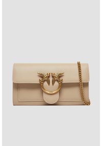 Pinko - PINKO Beżowa kopertówka damska Love One Wallet C Vitello. Kolor: beżowy. Materiał: skórzane. Styl: casual, elegancki #1