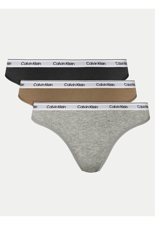 Calvin Klein Underwear Komplet 3 par stringów 000QD5209E Kolorowy. Materiał: bawełna. Wzór: kolorowy