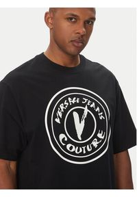 Versace Jeans Couture T-Shirt 78GAHE08 Czarny Regular Fit. Kolor: czarny. Materiał: bawełna #3