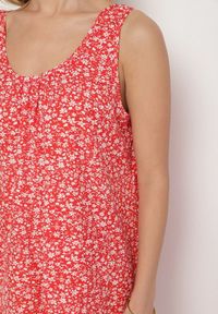 Born2be - Czerwona Sukienka w Kwiaty o Rozkloszowanym Kroju na Szerokich Ramiączkach Folarelle. Okazja: na co dzień. Kolor: czerwony. Długość rękawa: na ramiączkach. Wzór: kwiaty. Sezon: lato. Typ sukienki: rozkloszowane, proste. Styl: casual, elegancki #5