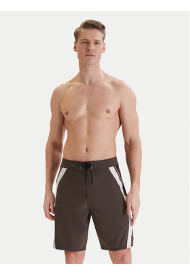 Quiksilver Szorty kąpielowe Mercury Panel 20" EQYBS04896 Brązowy Regular Fit. Kolor: brązowy. Materiał: syntetyk