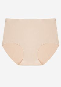 Born2be - Beżowe Majtki Bezszwowe Typu Figi z Wysokim Stanem Doliressa. Stan: podwyższony. Kolekcja: plus size. Kolor: beżowy. Materiał: jeans