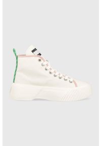 Tommy Jeans trampki VULC PLAT. CANVAS MC damskie kolor biały EN0EN02091. Nosek buta: okrągły. Kolor: biały. Materiał: guma. Szerokość cholewki: normalna. Obcas: na platformie #1