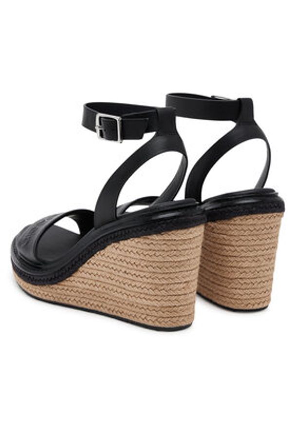Calvin Klein Espadryle Wedge Sandal 70 - He HW0HW02376 Czarny. Kolor: czarny. Materiał: skóra