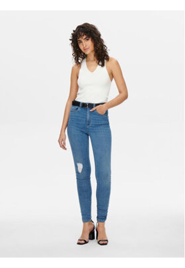 JDY Top Sabrina 15258897 Biały Slim Fit. Kolor: biały. Materiał: wiskoza