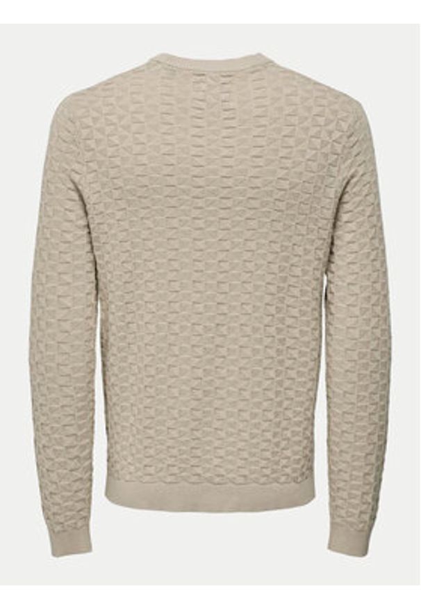 Only & Sons Sweter 22026559 Beżowy Regular Fit. Kolor: beżowy. Materiał: bawełna