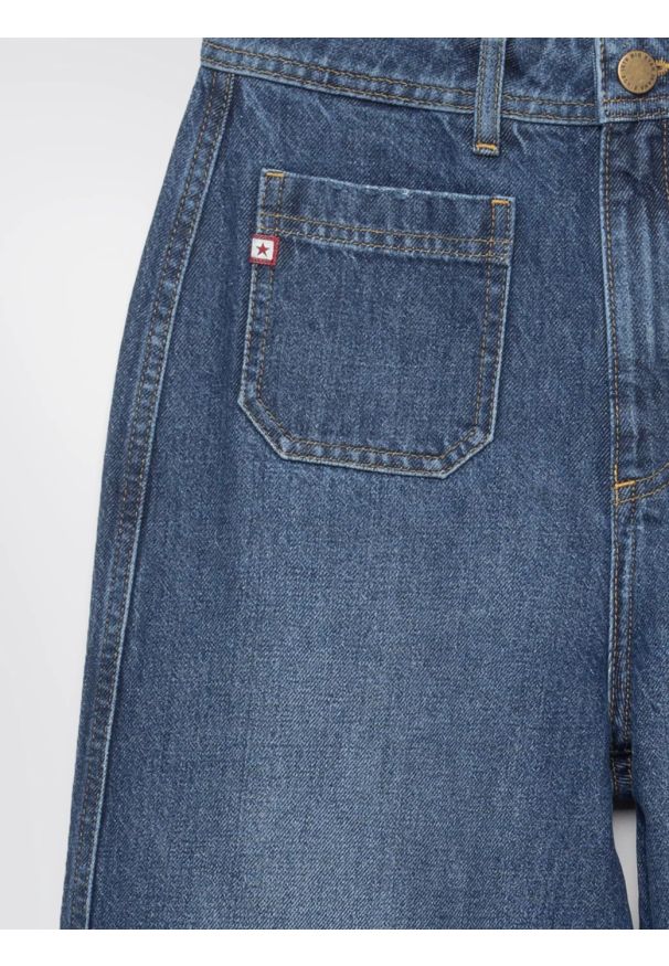 Big-Star - Jeansy damskie z szeroką nogawką niebieskie Celin 492. Stan: podwyższony. Kolor: niebieski. Sezon: lato. Styl: klasyczny, rockowy, retro