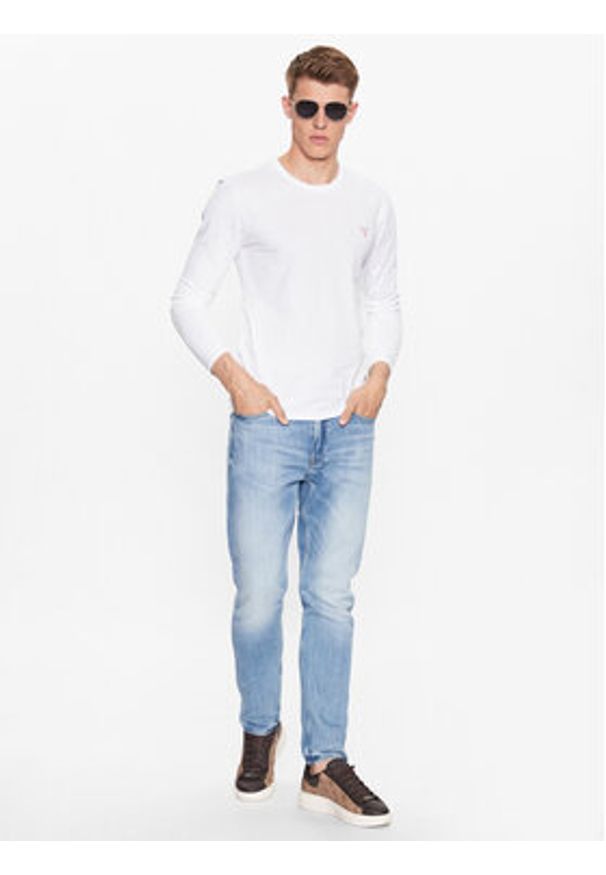 Guess Longsleeve M2YI28 J1314 Biały Slim Fit. Kolor: biały. Materiał: bawełna. Długość rękawa: długi rękaw