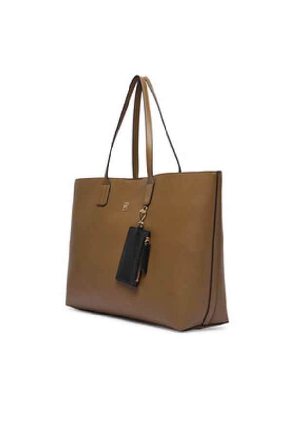 TOMMY HILFIGER - Tommy Hilfiger Torebka Th Icon Tote AW0AW18173 Brązowy. Kolor: brązowy. Materiał: skórzane