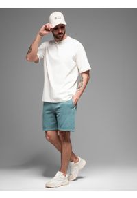 Ombre Clothing - Męskie krótkie spodenki dresowe RELAXED FIT w stylu athleisure – turkusowe V1. Kolor: turkusowy. Materiał: dresówka. Długość: krótkie #10