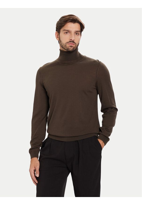 BOSS Golf Musso-P 50468262 Zielony Slim Fit. Typ kołnierza: golf. Kolor: zielony. Materiał: wełna